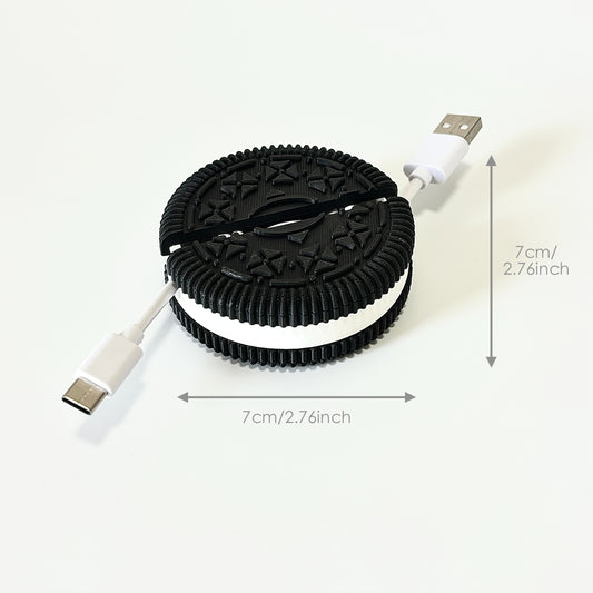 Creative Cookie-shaped Design Round Cable Organizer Mouse Cable Power Charging Cable USB Data Cable Headphone Cable Rotating Cord Manager