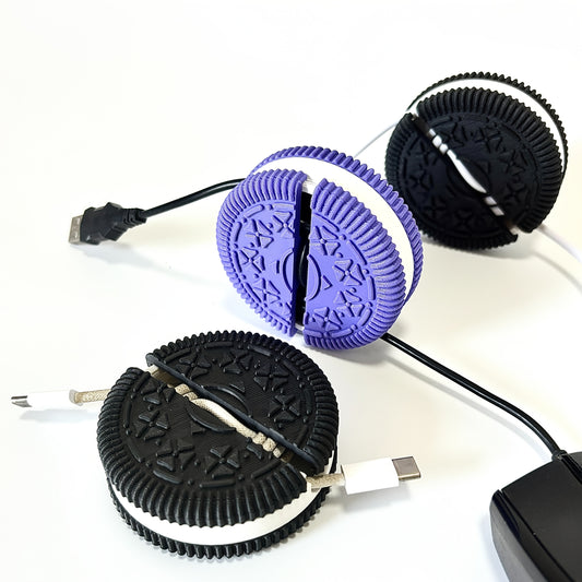 Creative Cookie-shaped Design Round Cable Organizer Mouse Cable Power Charging Cable USB Data Cable Headphone Cable Rotating Cord Manager