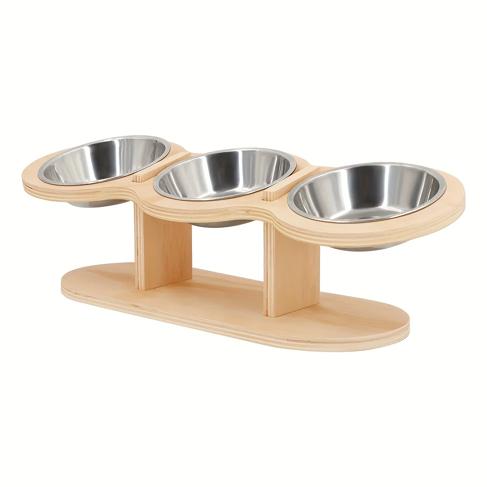 Raised Cat Bowl - Elevated Stainless Steel Food and Water Bowls with 15° Tilted Stand for Cats, Indoor Feline, Puppy, and Kitten Feeding