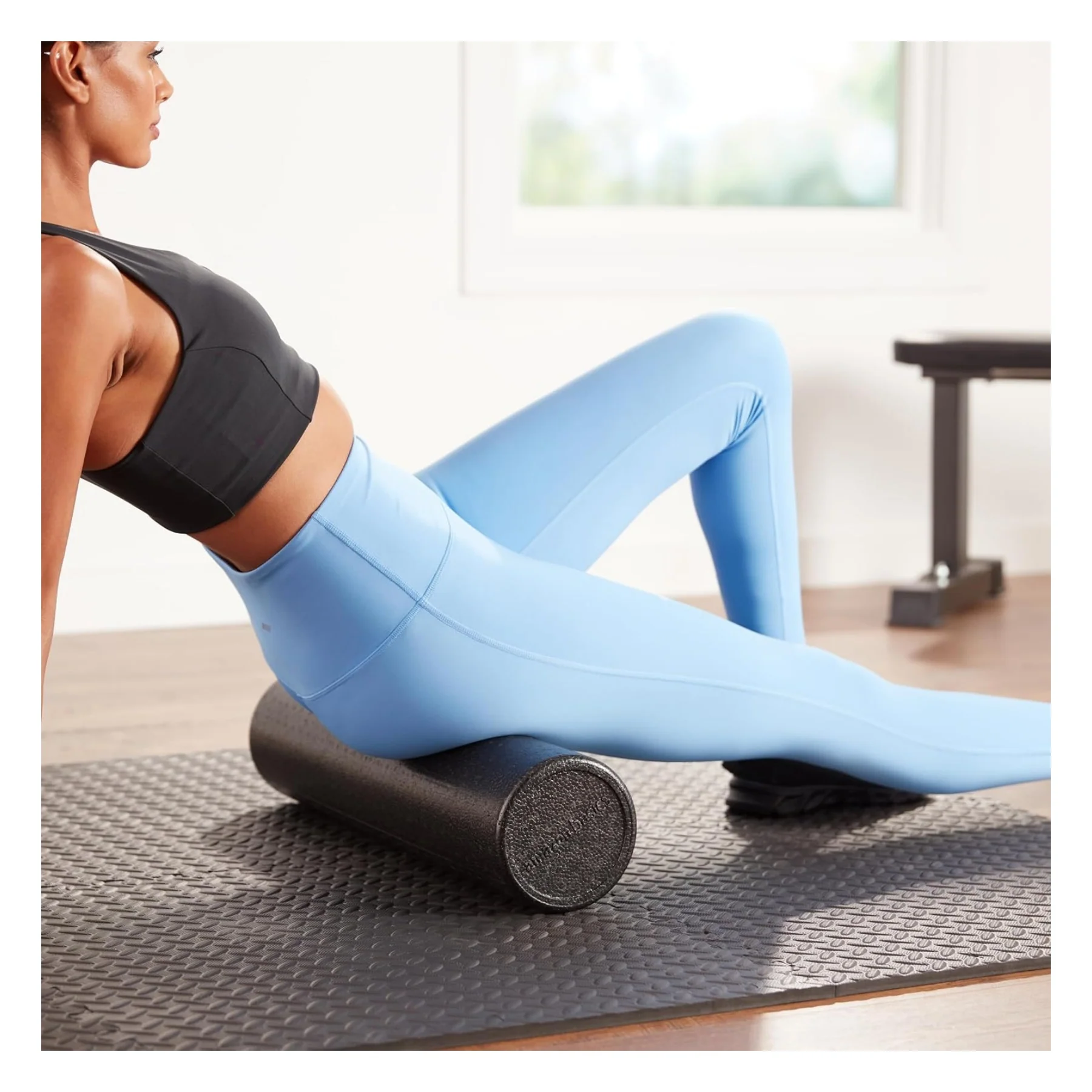 18 inch High Density Foam Roller for Exercise and Recovery - Firm Full Body Athletic Massage Tool for Back Stretching - Yoga, Pilates black